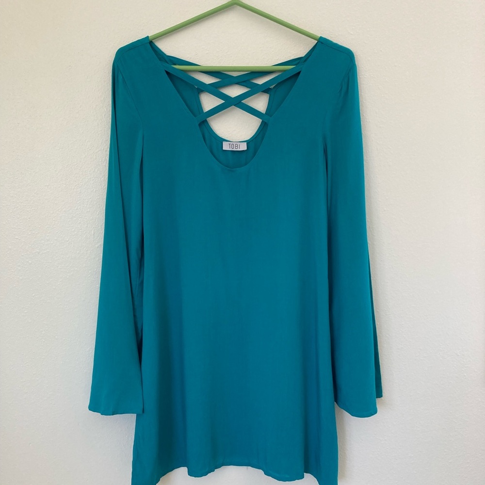 Tobi Turquoise Long sleeve dress